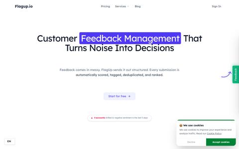 Customer Feedback Management and Churn Insights | FlagUp — screenshot