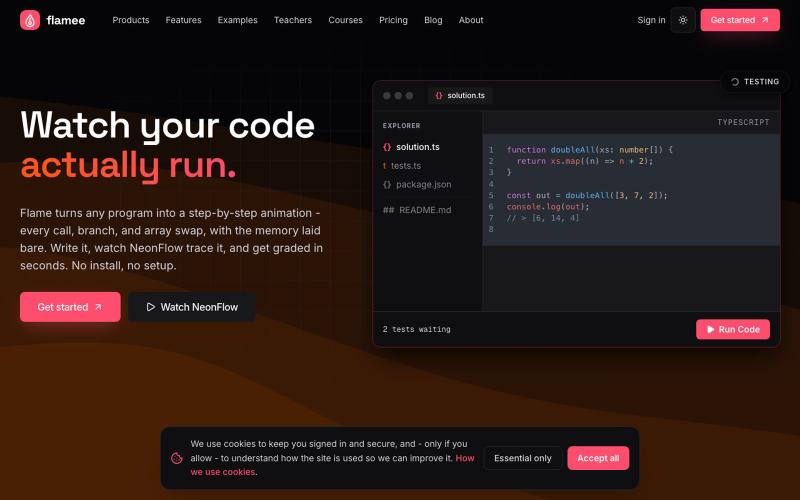 Flame - Interactive coding labs that actually show you the flow — screenshot