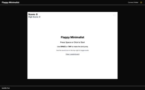 Flappy Minimalist | Web3 Flappy Bird Game — screenshot