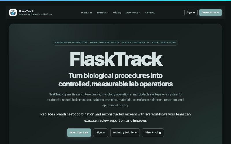 FlaskTrack Laboratory Operations Platform — screenshot