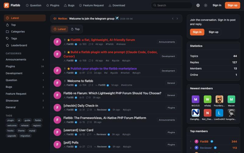 Flatbb - Free open-source forum in plain PHP — screenshot