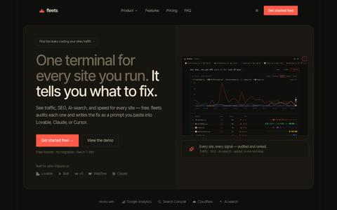 fleets — multi-site analytics terminal + CLI for your AI agent. — screenshot