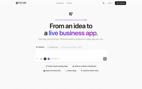 FlexVibe: Build and Launch Your Business App with AI — screenshot