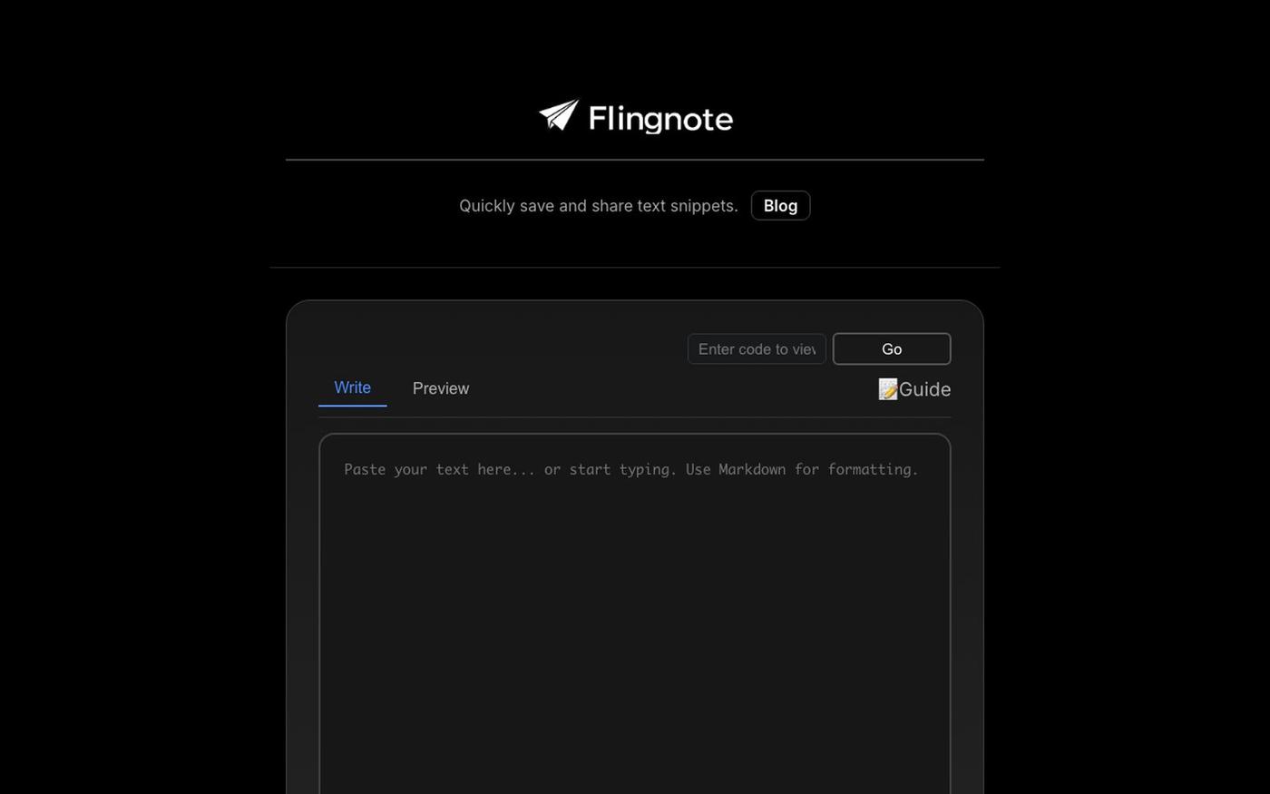 Flingnote - Quickly Save & Share Text Snippets — screenshot
