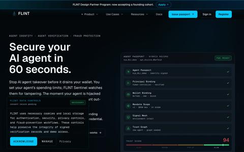 FLINT · Know Your Agent for the Agentic Economy — screenshot