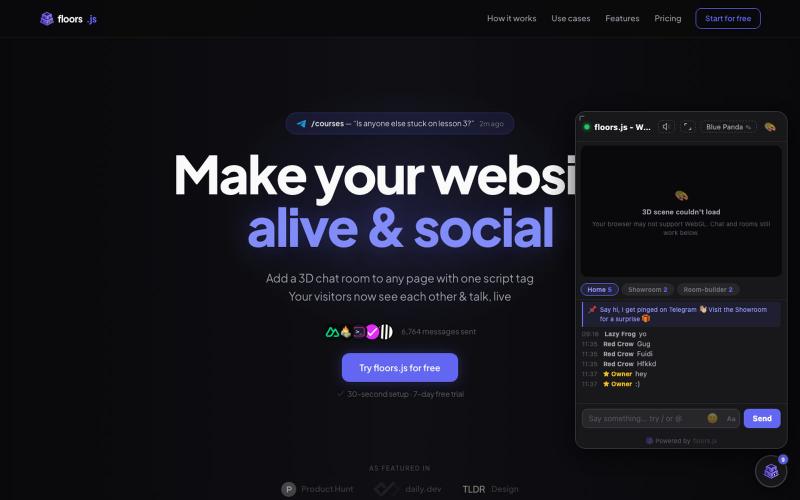 floors.js - Real-Time 3D Chat Rooms for Websites — screenshot