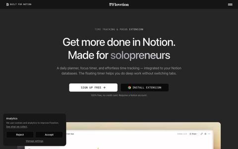 Flowtion – Time Tracking & Focus, Built for Notion. — screenshot