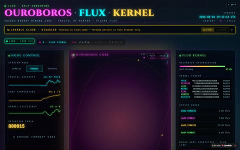 Ouroboros Flux Kernel — Sacred Binary Mining Core — screenshot