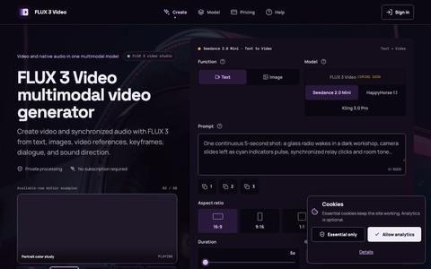 FLUX 3 Video Generator — Cinematic Video with Native Audio — screenshot