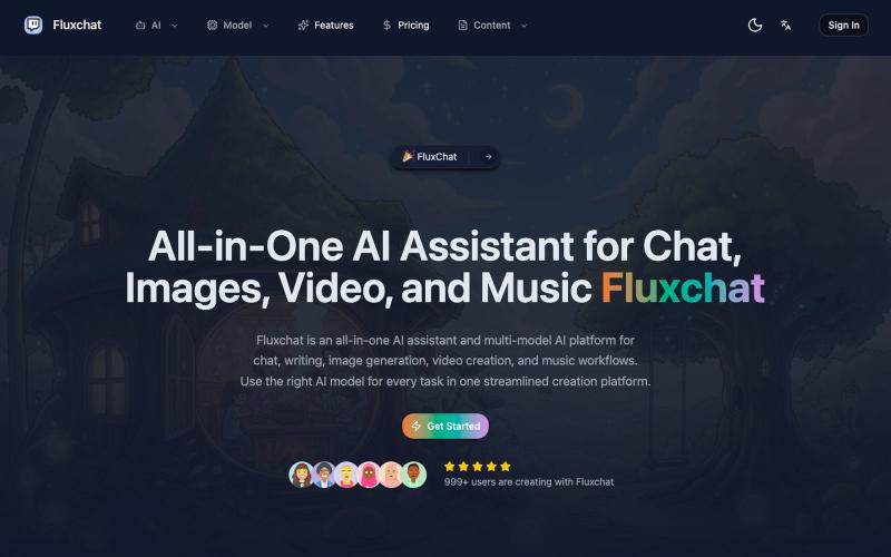 Fluxchat | All-in-One AI Assistant for Chat, Images, Video, and Music — screenshot