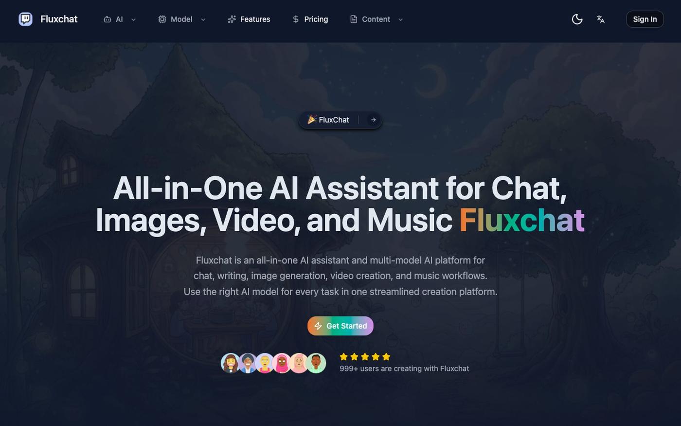 Fluxchat | All-in-One AI Assistant for Chat, Images, Video, and Music — screenshot