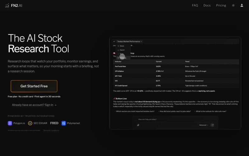 FN2 | Autonomous AI Research Agents for Markets — screenshot