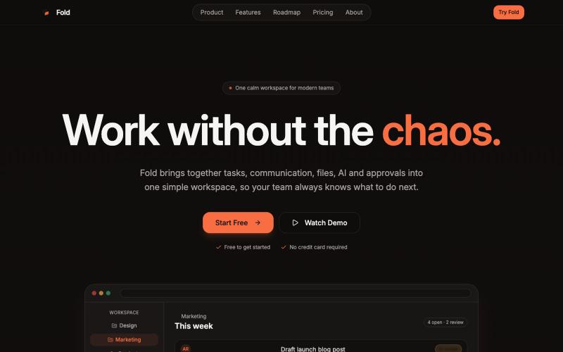 Fold — one place for tasks, files and team communication — screenshot