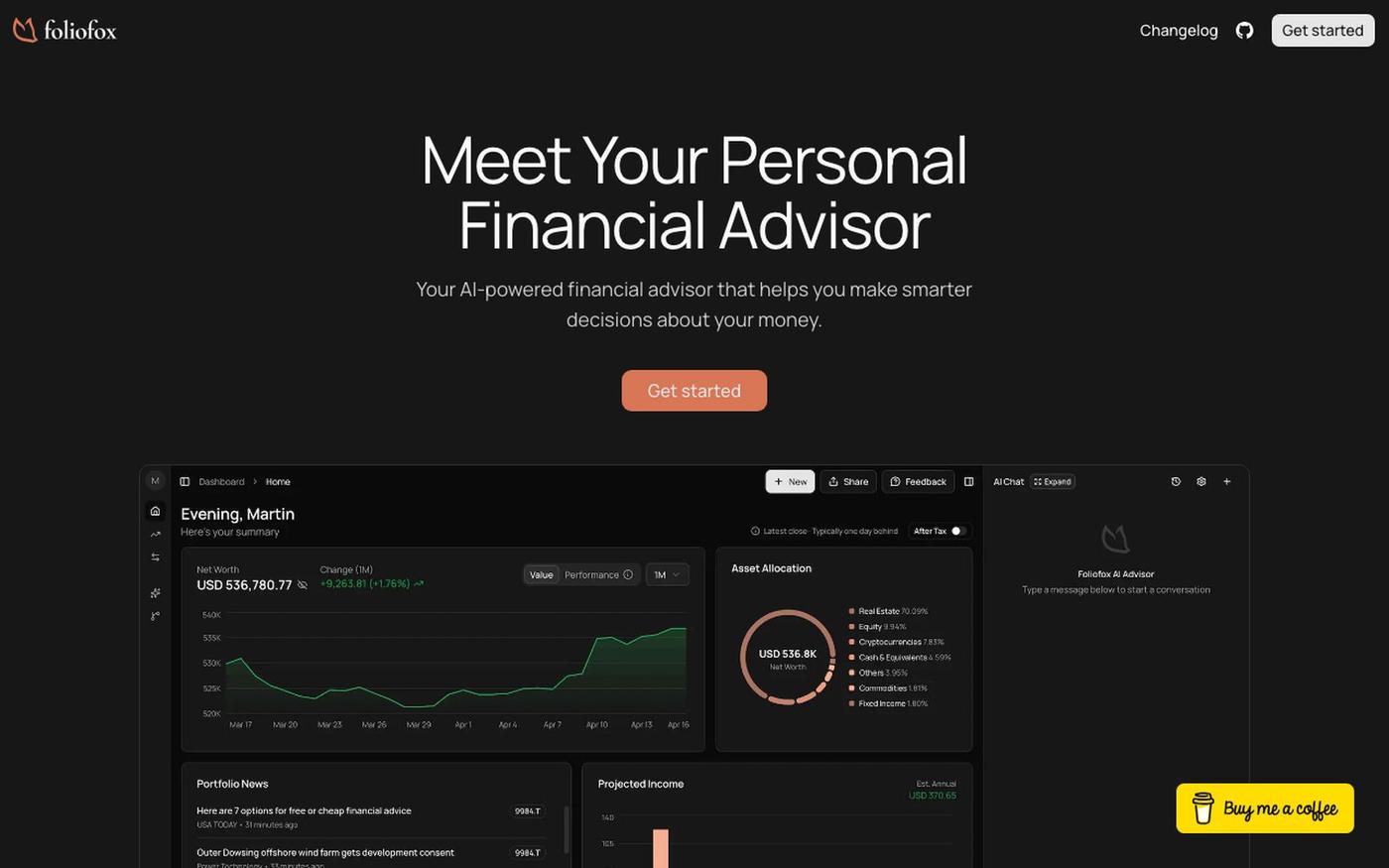 Foliofox - The AI-Powered Portfolio Intelligence Platform — screenshot