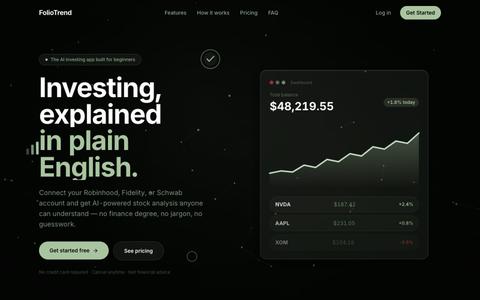 FolioTrend — AI Investing App for Beginners | Portfolio Tracker & Stock Research — screenshot