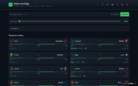 Follow the Edge — MLB betting analysis — screenshot