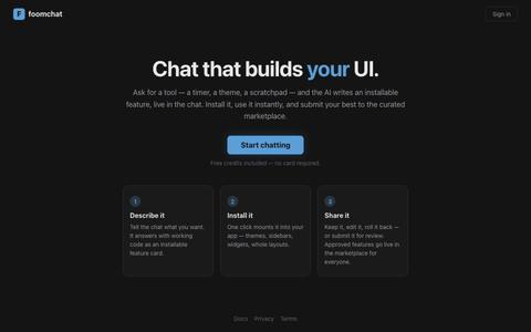 foomchat — chat that builds its own features — screenshot