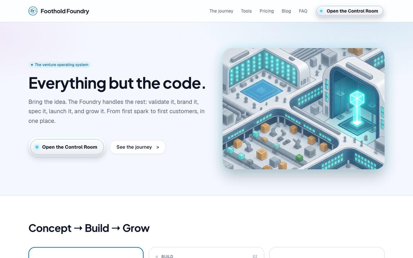 Foothold Foundry: the venture operating system for AI-era founders — screenshot
