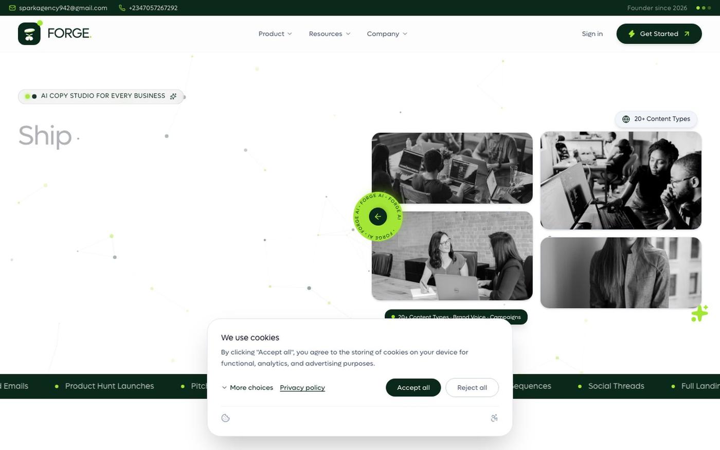 Forge — Engineered Copy for Founders Who Ship — screenshot
