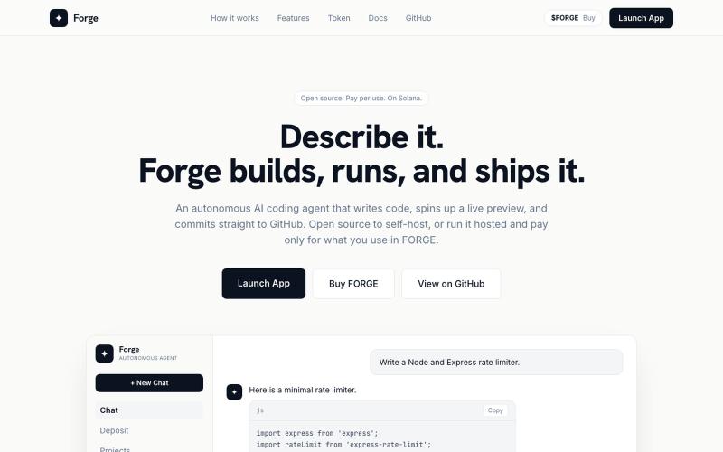 Forge, Autonomous AI Coding Agent — screenshot