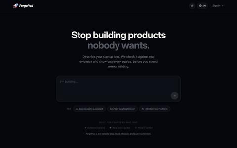 ForgePod — Stop building products nobody wants — screenshot