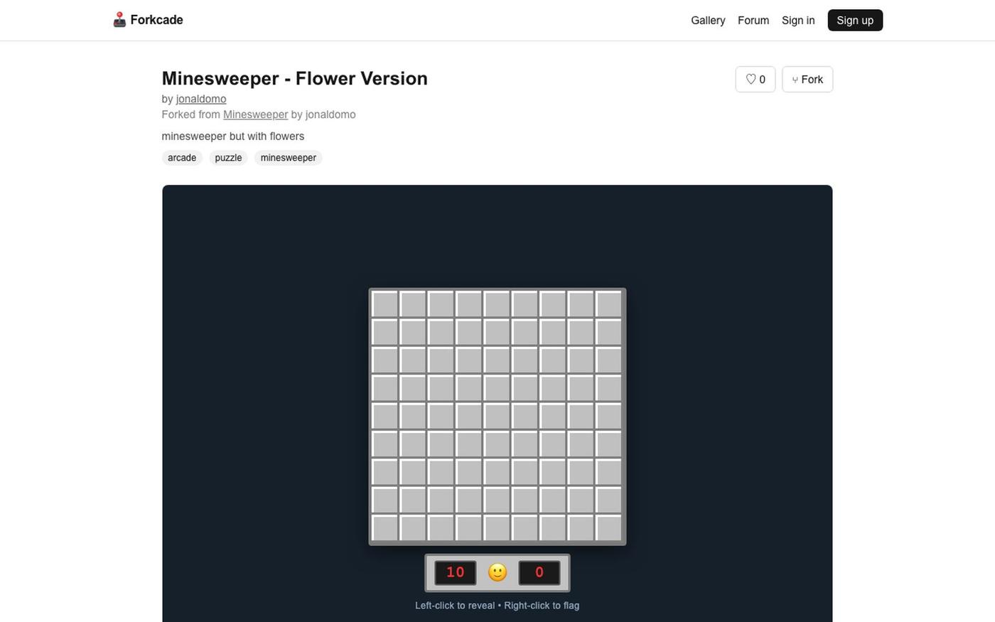 Forkcade — build, play, and fork tiny games — screenshot