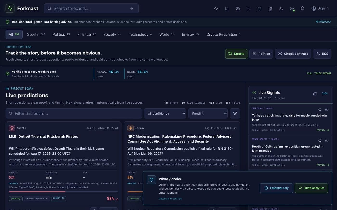 Forkcast | Live Forecast Media — screenshot