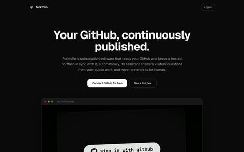 Forkfolio · Your GitHub, alive — screenshot