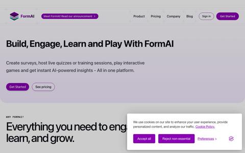 FormAI · Build, Engage, Learn & Play — screenshot
