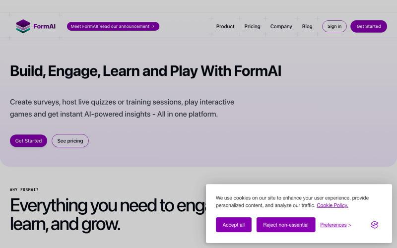 FormAI · Build, Engage, Learn & Play — screenshot