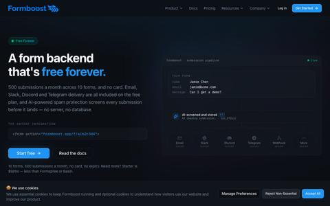 Free Form Backend for Developers | Formboost — screenshot