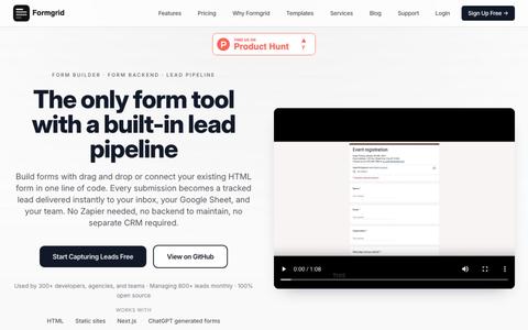Formgrid: Lead Capture Form Builder for Static Sites — screenshot
