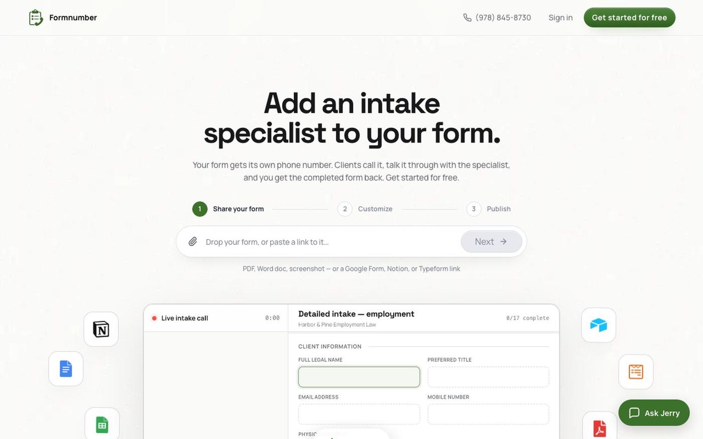 Formnumber — screenshot