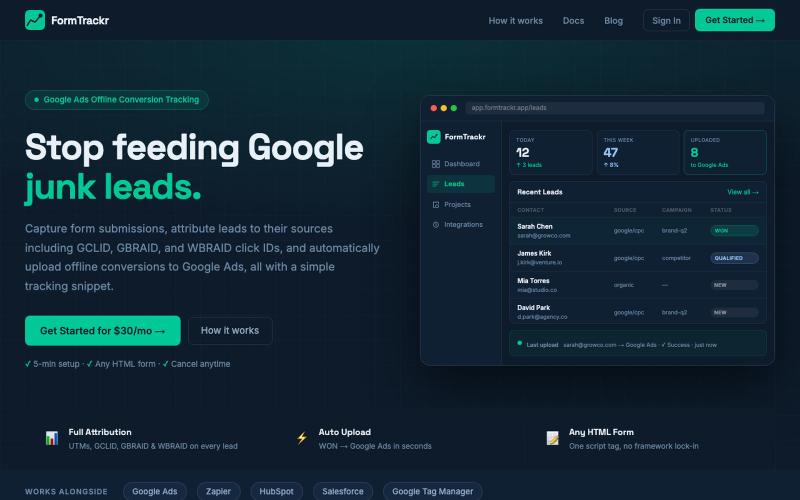 FormTrackr - Setup and track offline Google Ad Conversions the easy way. — screenshot