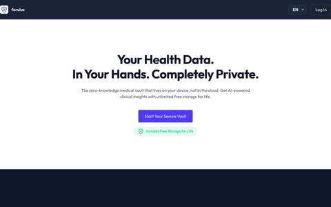 forulus | Local-First Medical Data Vault — screenshot