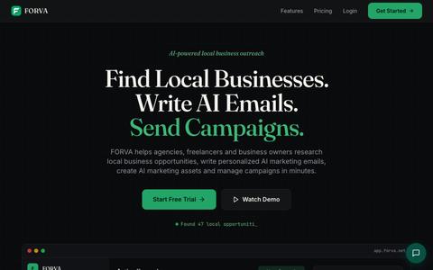 FORVA - AI-Powered Local Business Outreach Platform — screenshot