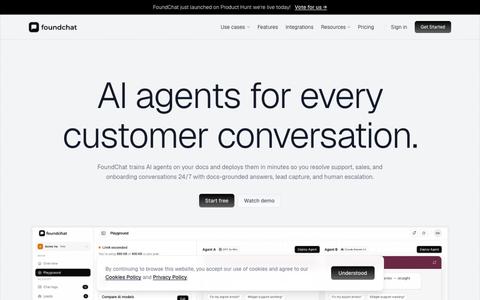 FoundChat: AI Agents for Customer Experience & Support — screenshot