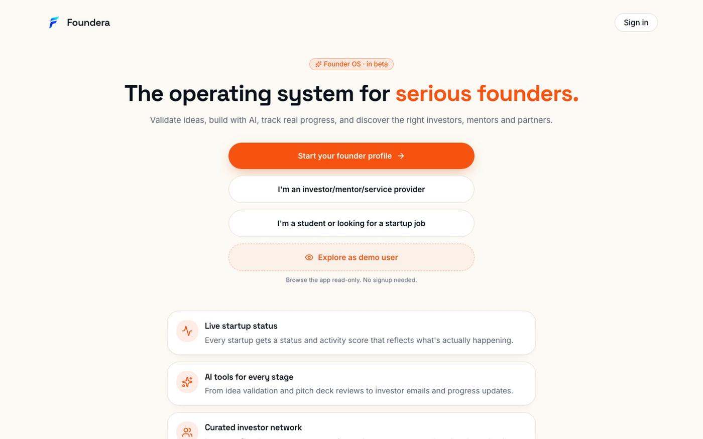 Foundera — the founder operating system — screenshot