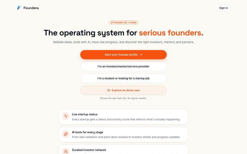Foundera — the founder operating system — screenshot