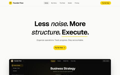 Founder Flow — Less noise. More structure. Execute. — screenshot