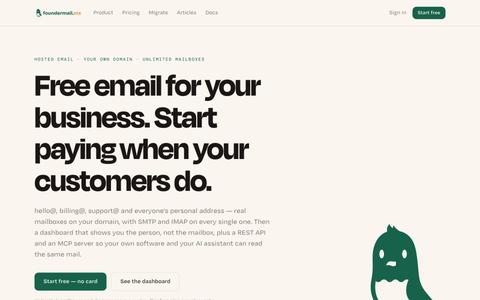 FounderMail — free business email on your domain, sorted by customer — screenshot