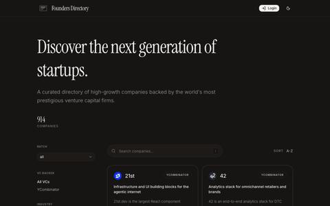 Founders Directory — screenshot