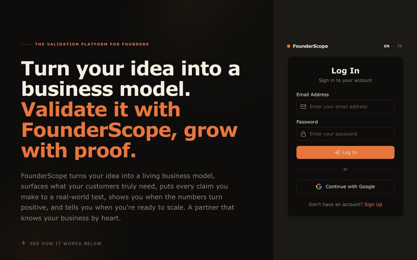 FounderScope AI-Powered Startup Validation Platform — screenshot