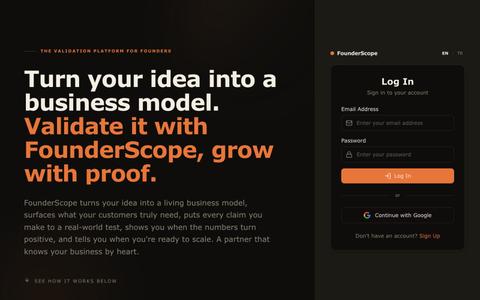 FounderScope AI-Powered Startup Validation Platform — screenshot