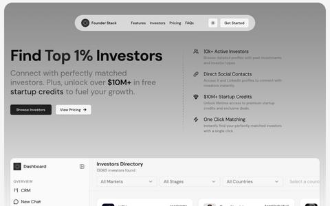 Founder Stack | Find Top 1% Investors & $10M+ in Startup Credits — screenshot