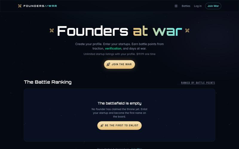 Founder leaderboard - FoundersWar — screenshot