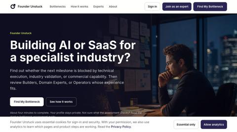 Bottleneck Assessment for B2B AI and Vertical SaaS Founders — screenshot