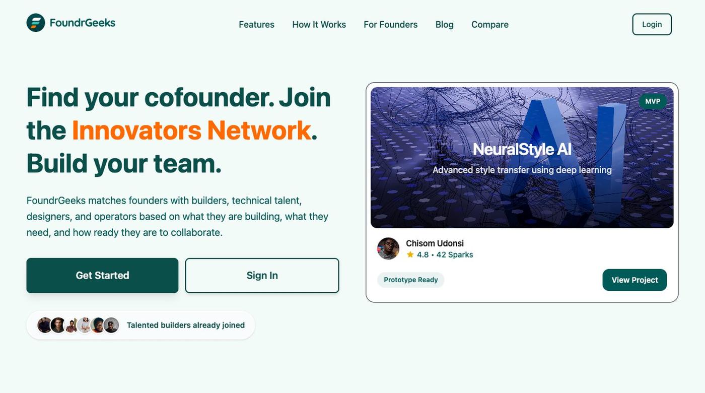 Find Your Cofounder and Build Your Startup Team — screenshot