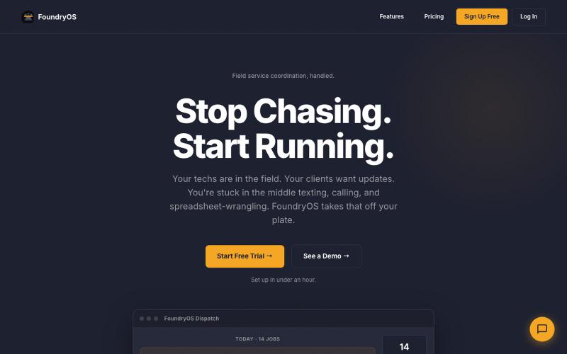 FoundryOS — AI Coordination for Field Service Shops — screenshot