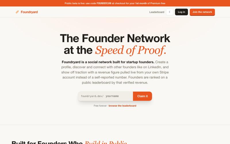 Foundryard — the founder network, verified — screenshot
